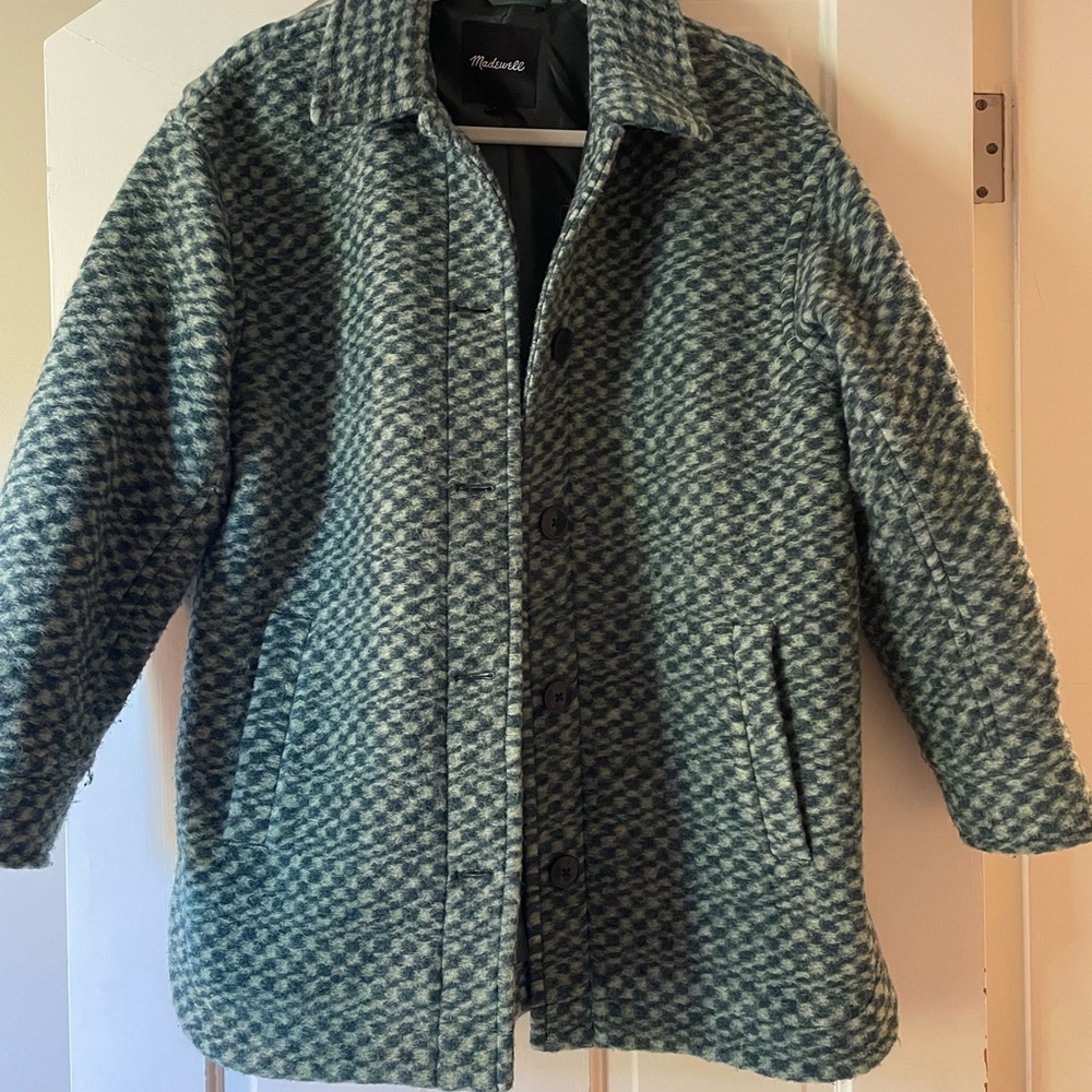 Madewell Blue and White Checkered Coat